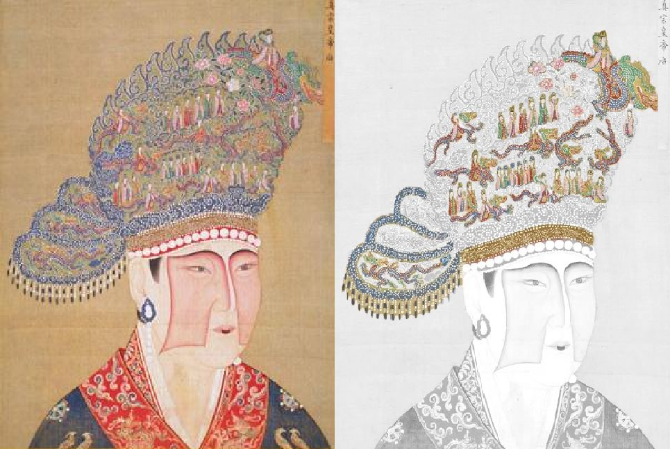 Detail of the Empress Zhenzong's (真宗皇帝后) phoenix-crown portrait